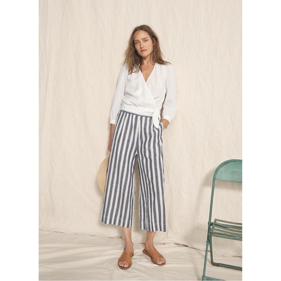 Madewell Huston Pull on Stripe Linen Pants - Picture 1 of 7